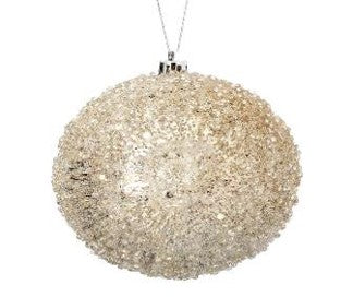 4" Iced Metallic Ball Ornament