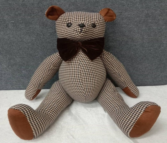 24" Fabric Houndstooth Country Club Bear