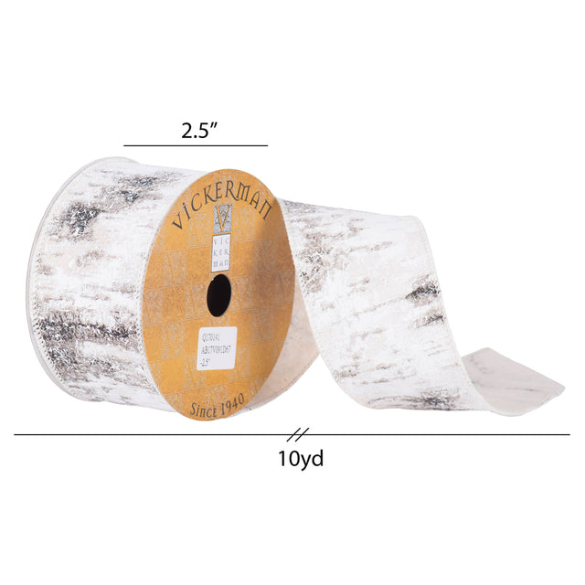 2.5" x 10 Yd Birch Print Wired Edge Christmas Ribbon
