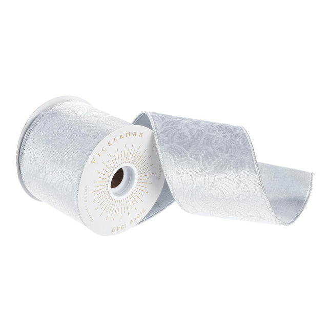 4" Silver Shimmer Texture Ribbon- 10 Yards