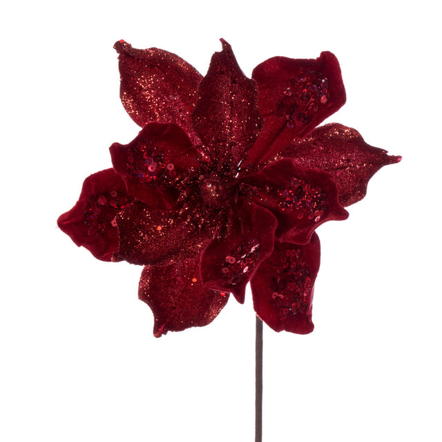 15" Deluxe Magnolia Stem - Burgundy | Red | Champagne | Pewter | Midnight Green | Midnight Blue