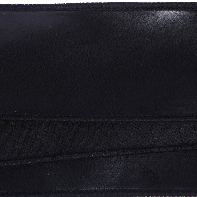 2.5" x 10 Yd Faux Leather Ribbon with Black Dupioni Backing Black | Red