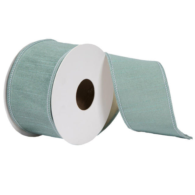 2.5" Aqua Dupion Double Fused Ribbon | 10 Yards