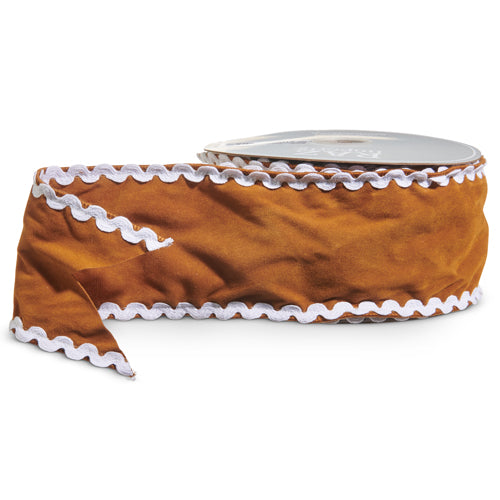 4" x 10 YDS Suede Gingerbread Wired Ribbon