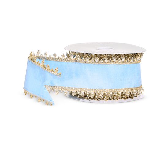 4"x10YDS Light Blue Jewel Edge Ribbon
