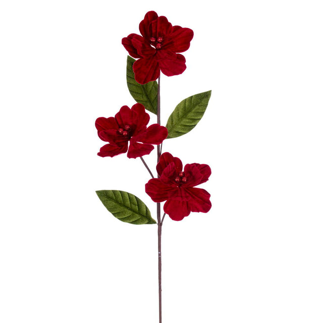 28" Velvet Trio Amaryllis Stem | Red | Green | Lime Green | Mocha | Midnight Blue