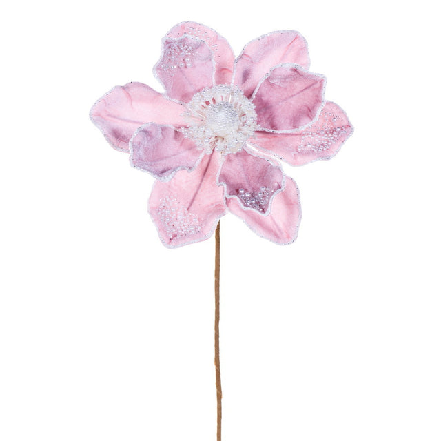 17" Pink Velvet Pearl Magnolia Stem