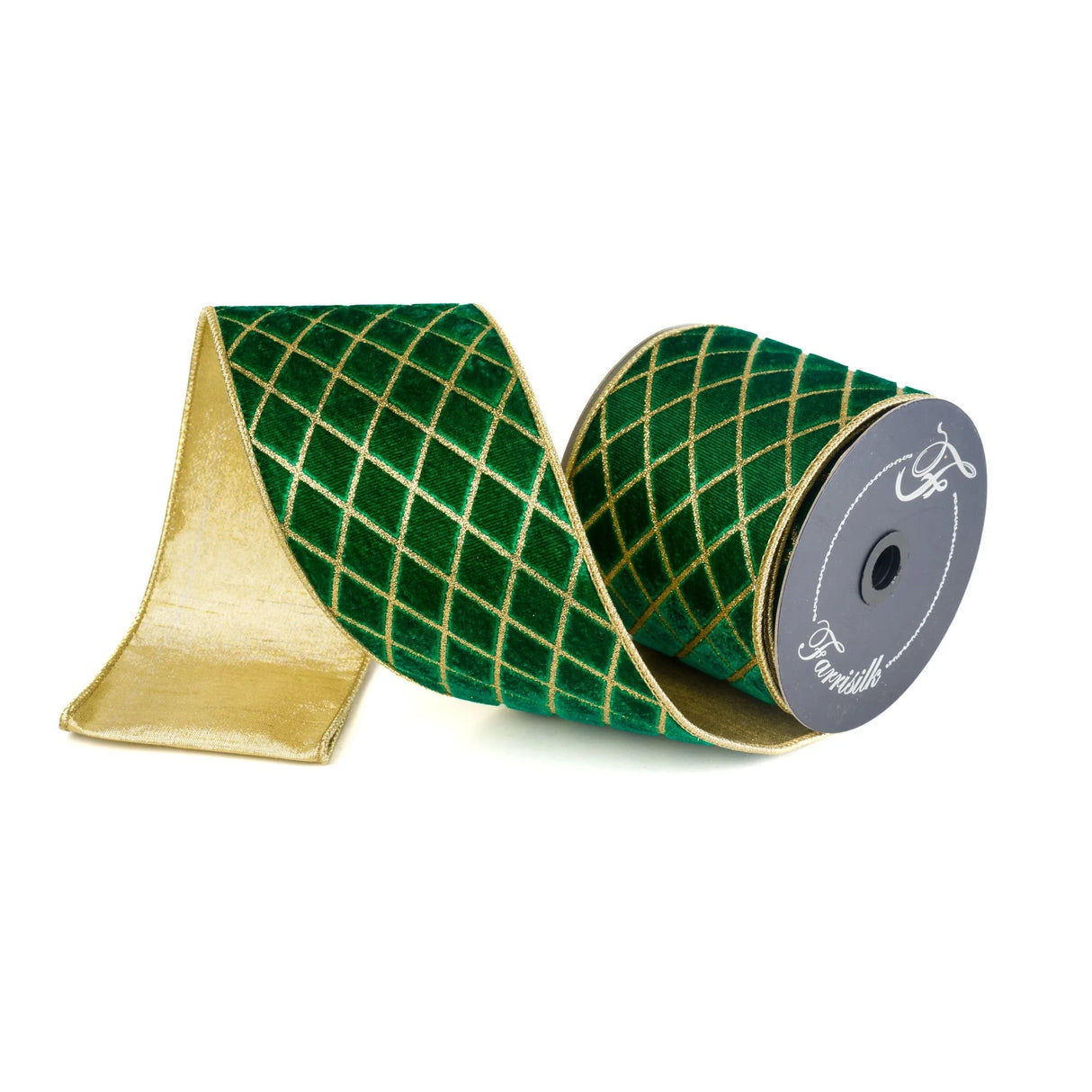 4" x 10 Yards Emerald Metallic Diamond Ribbon