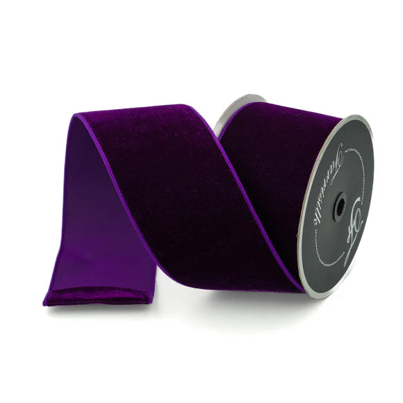 4" x 10YDS Purple Velvet Farrisilk Wired Ribbon