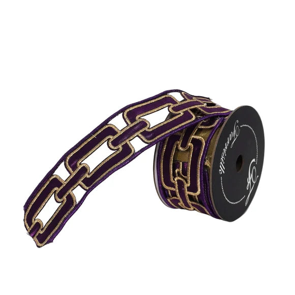 2.25" x 5YDS Purple Chain Farrisilk Wired Ribbon