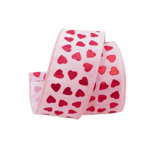 2.5"X10YD Light Pink Hearts Ribbon