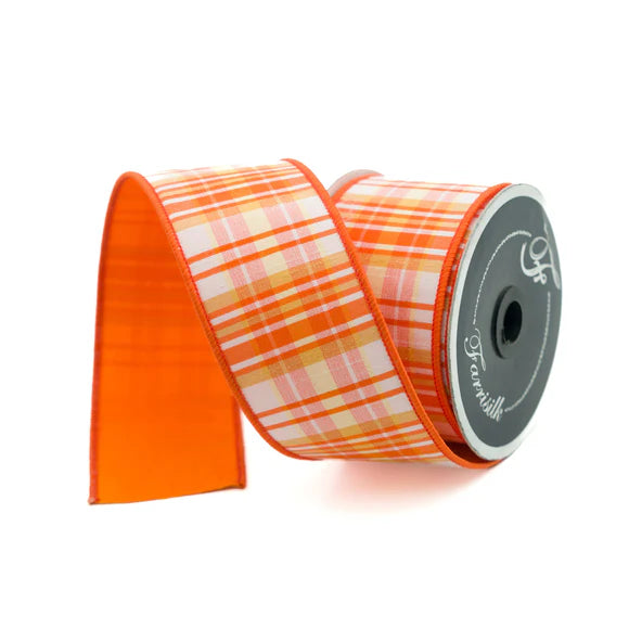 2.5"x10YDS Orange Prescott Plaid Ribbon