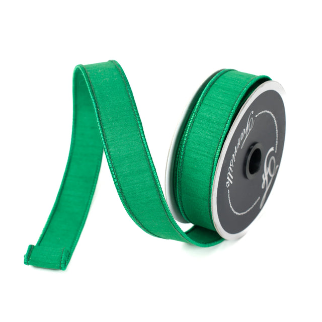 1" | 2.5" x 10YDS Emerald Dupion Ribbon by Farrisilk