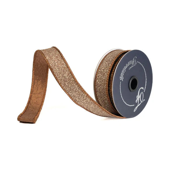1" x 10YDS Cappuccino Stardust Farrisilk Wired Ribbon