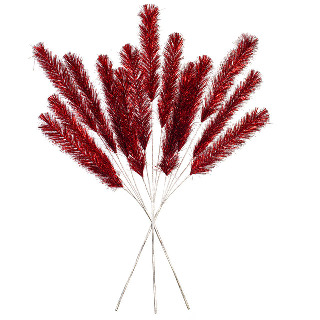 31" Red Tinsel Brush 5-Tip Spray
