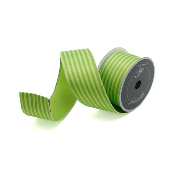 2.5" X 10YDS Lime Green Monochrome Stripes Ribbon