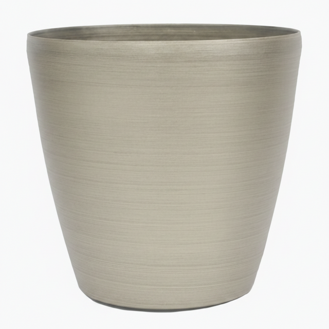 12.5" Champagne Fiber Resin Brush Metal Planter