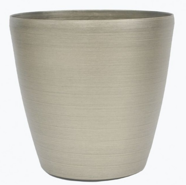 12.5" Champagne Fiber Resin Brush Metal Planter