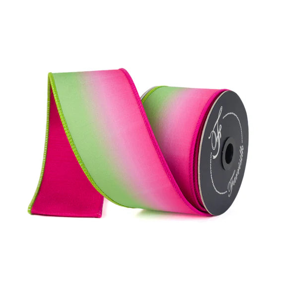 2.5"x10YDS Pink Ombre & Lime Green Vibrant Horizon ribbon