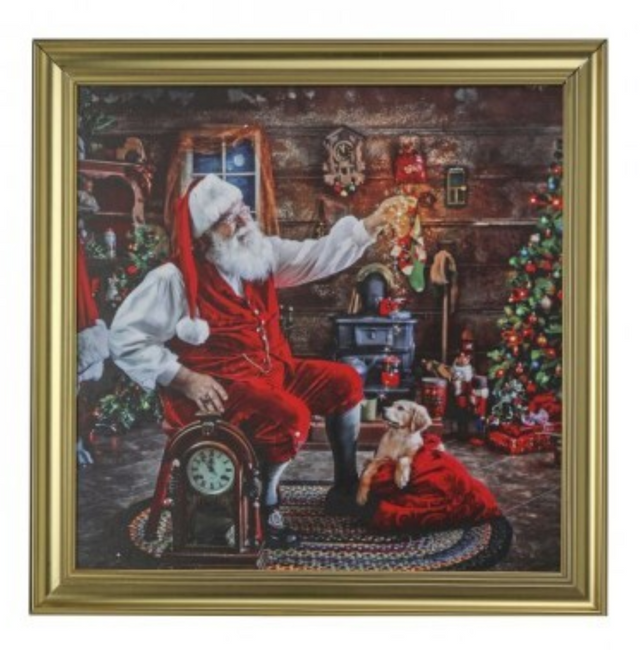 24" Framed Santa At Home Painting