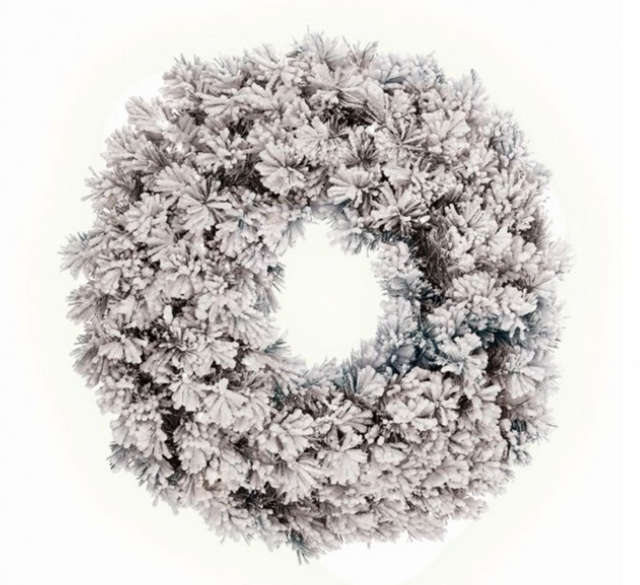 30" Furry Pine Winter Wreath 160 LV