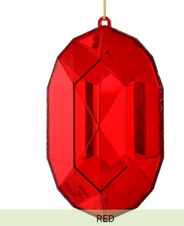 6.5" Red Oval Precious Gem Ornament