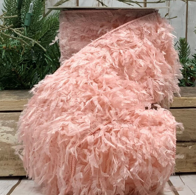 4" Pink Ostrich Feather Ribbon- 10 Yards