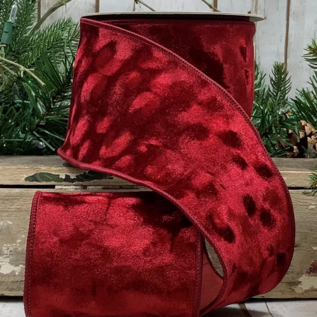 4" Burgundy Velvet Ribbon- 10 Yards