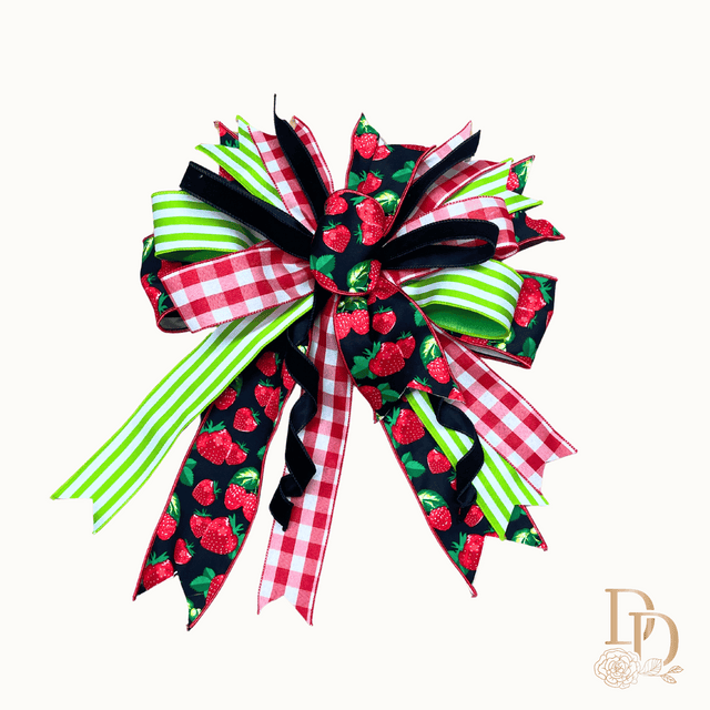 14" x 22" Strawberry Patch Hand-Tied Designer Bow