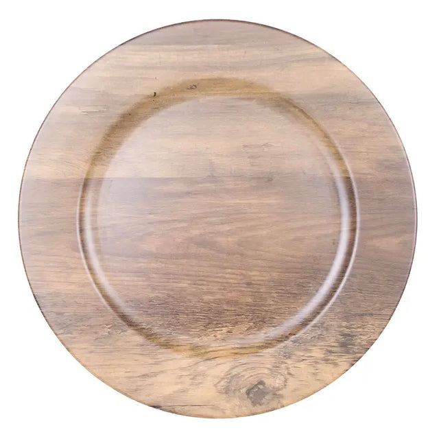 13" Vizcaya Faux Wood Grain Charger Plate