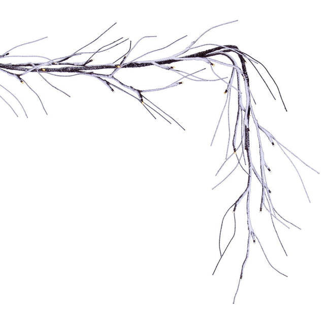 6' Brown Frosted Twig Garland LED 48WW B/O