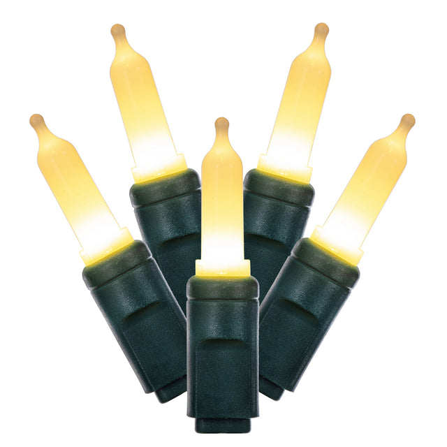 50-Light Frosted LED Warm White/Green Wire Italian Light Set, 6" Spacing
