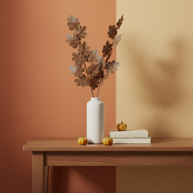 48" Velvet Ananthus Leaf Spray | Brown & Silver