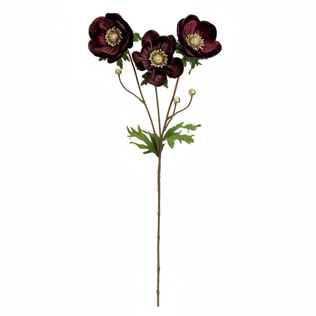 29" Glamour Velvet Anemone Spray | Burgundy