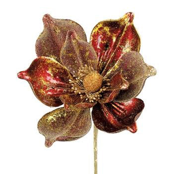 23" Metallic Magnolia Spray | Burgundy