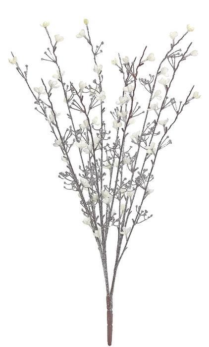 27" Silver & White Glitter Blossom Bush