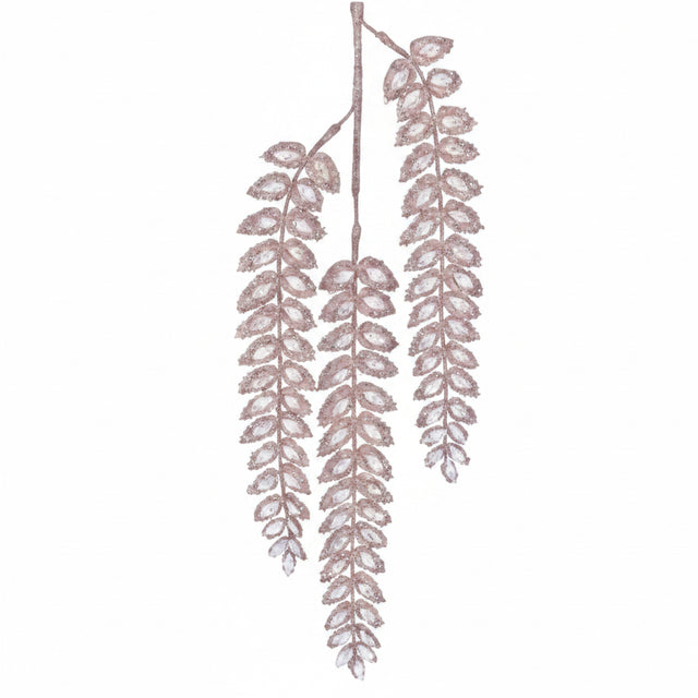 19 inch Pink Hanging Glittered Gem Fern Ornament