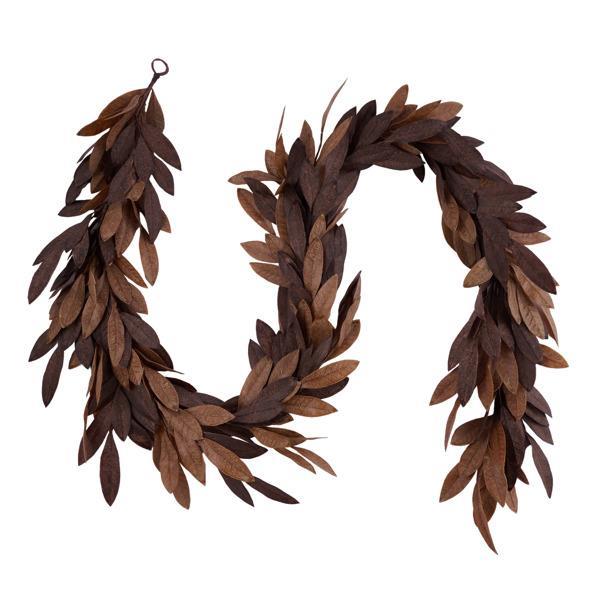 6'L Bay Leaf Garland | Two-Tone Brown/Tan
