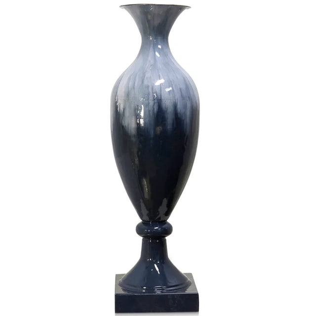 34" Blue & White Mixed Hand-Painted Vase