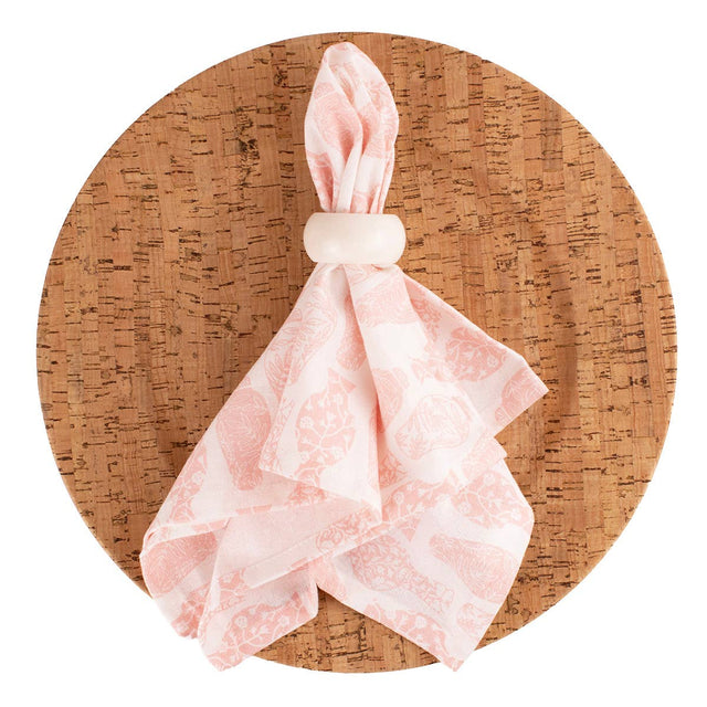 18 X 18" Claire Chinoiserie Napkin | White & Light Pink