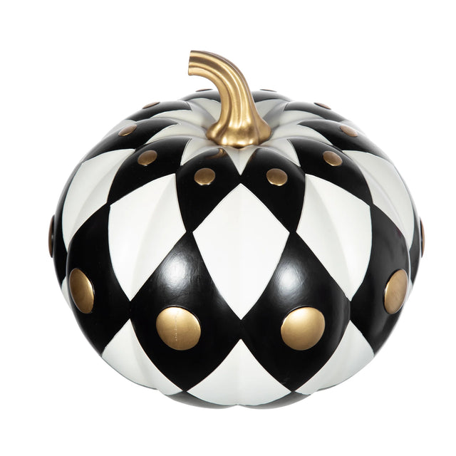 11.2" x 10.8" x 10.1" Black & White Harlequin Pumpkin