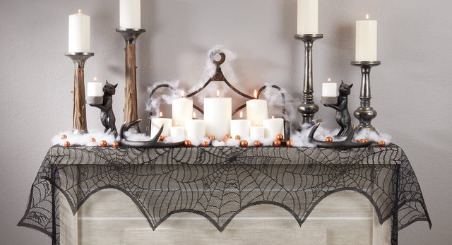 18"x96" Spider Web Net Fireplace Scarf | Black