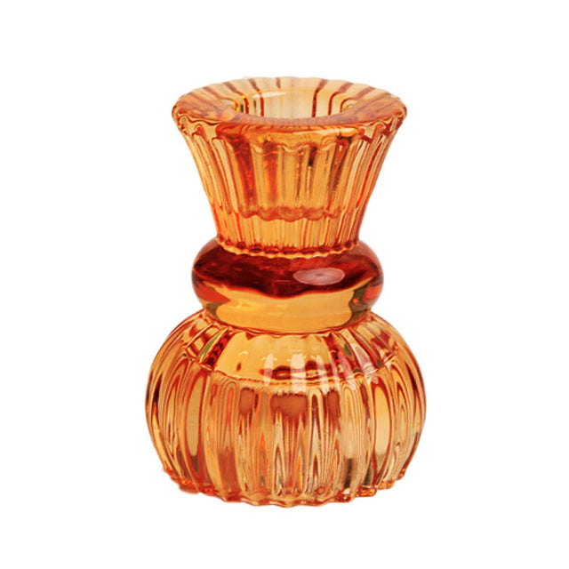 3" Orange Glass Candle Holder
