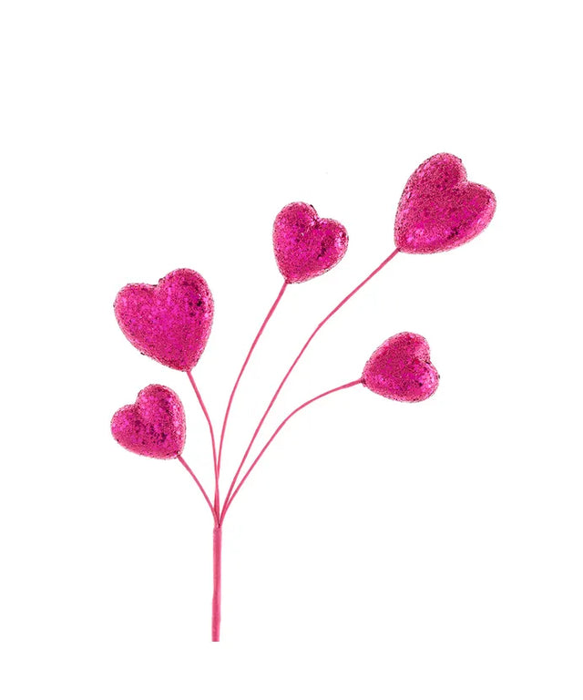 19" Pink Glitter Heart Spray