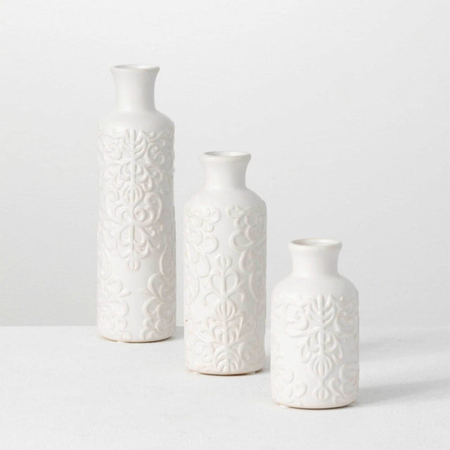 Textured Bottle Bud Vase Set/3