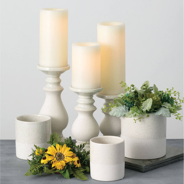 Ceramic Pillar Candle Holders | Set of 3