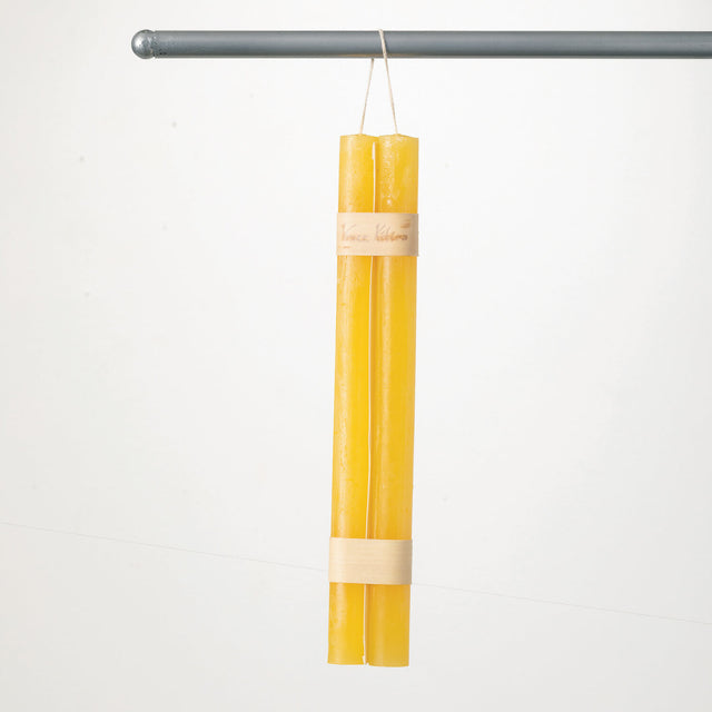 12" Pale Yellow Hanging Taper Candles Set of 2 | Unscented & Dripless
