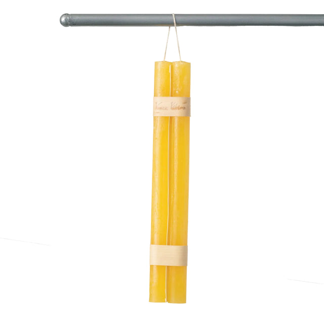 12" Pale Yellow Hanging Taper Candles Set of 2 | Unscented & Dripless