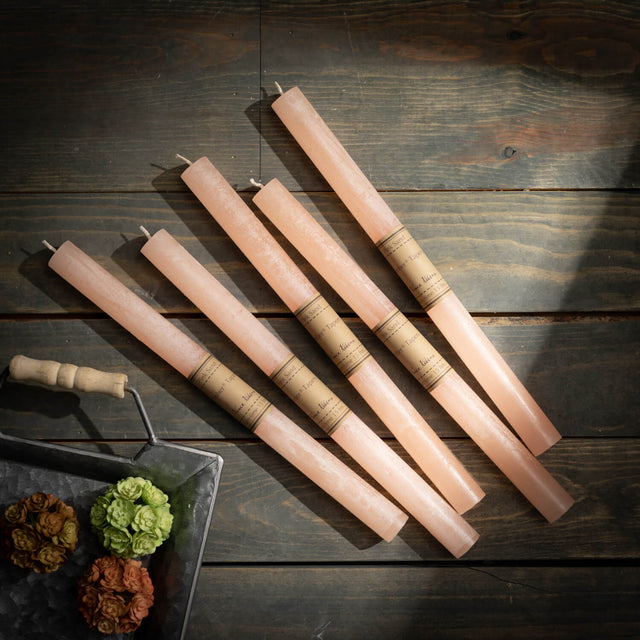 12" Pink Sand Wax Taper Candle | Unscented & Dripless Candle