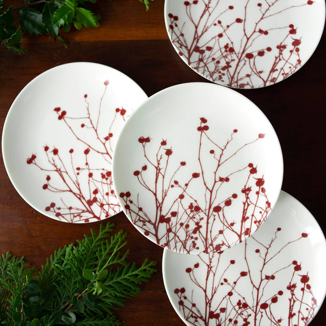 6.25" Winterberries Small Plate Set of 4